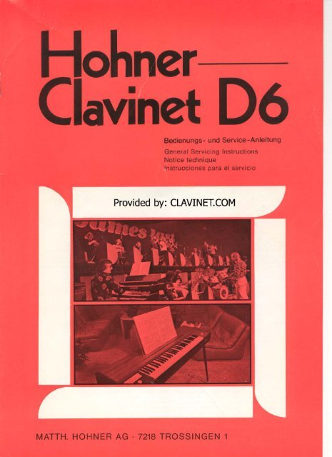 Clavinet.Com Hohner Clavinet D6 Manual