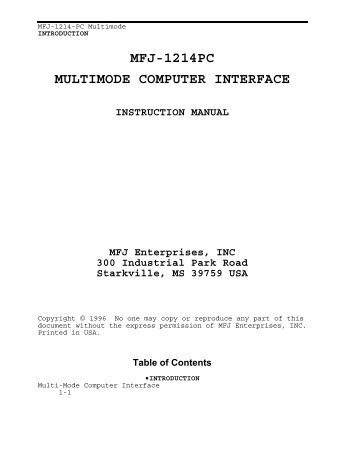 MFJ-1214PC MULTIMODE COMPUTER INTERFACE - Thiecom