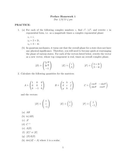 1. (a) - Physics at Oregon State University