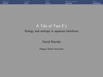 A Tale of Two E's - Energy and entropy in aqueous interfaces
