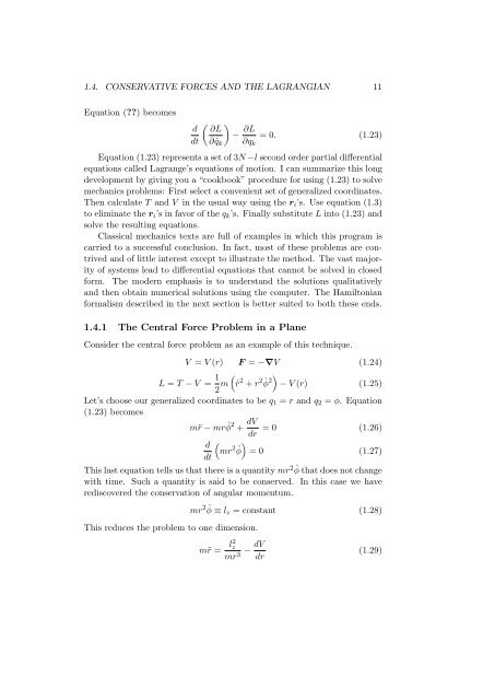 Nonlinear Mechanics - Physics at Oregon State University