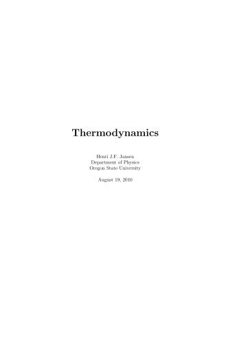 Thermodynamics - Physics at Oregon State University