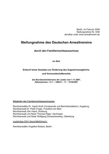 Stellungnahme des Deutschen Anwaltvereins - Deutscher ...