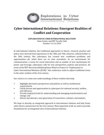 Cyber International Relations: Emergent Realities of ... - ECIR - MIT