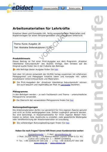 Arbeitsmaterialien Sekundarstufe - Abstrakte Seifenskulpturen