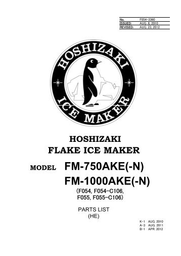 MODEL FM-750AKE(-N) FM-1000AKE(-N) - Hoshizaki