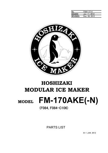 MODEL FM-170AKE(-N) - Hoshizaki