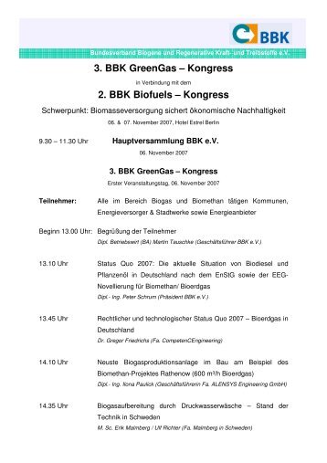 BBK 3 GreenGas- und 2 Biofuels-Kongress Programm 06 -07 11 ...