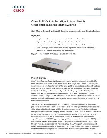 Cisco SLM2048 48-Port Gigabit Smart Switch Cisco Small Business ...