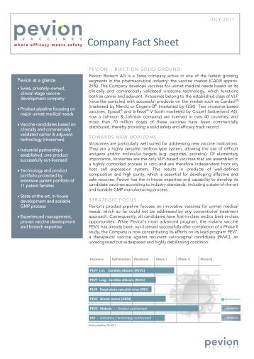 Pevion Fact Sheet Ju.. - Pevion Biotech AG