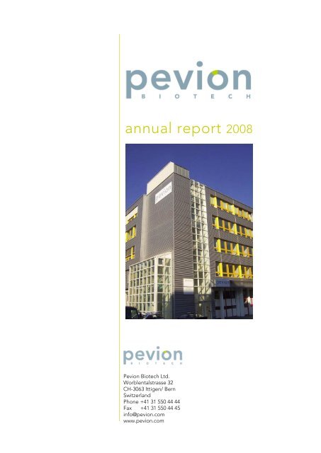 annual report 2008 - Pevion Biotech AG