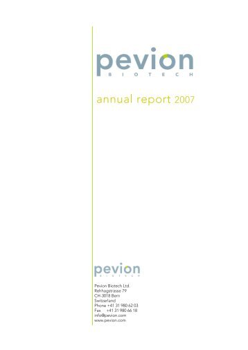 annual report 2007 - Pevion Biotech AG