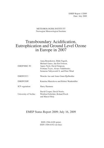 Transboundary Acidification, Eutrophication and Ground ... - EMEP