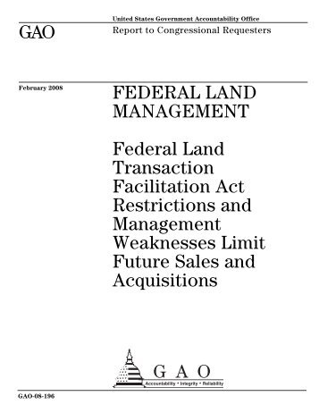 Federal Land Transaction Facilitation Act Restrictions and ...