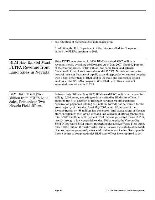 Federal Land Transaction Facilitation Act Restrictions and ...