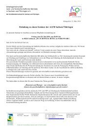 Einladung zu einem Seminar der ALFB Sachsen/Thüringen
