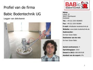 Profiel van de firma Babic Bodentechnik UG - AHK debelux