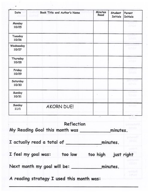 AKORN Daily Reading Log