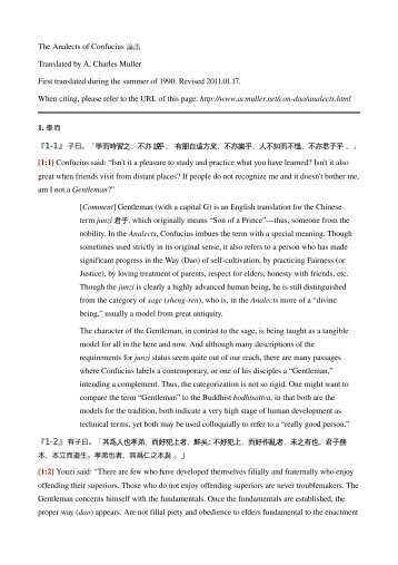 The Analects of Confucius 論語Translated by A. Charles Muller First ...