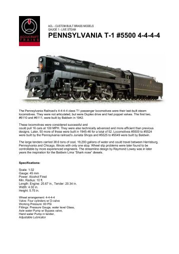 pennsylvania t-1 #5500 4-4-4-4 - MBV Schug