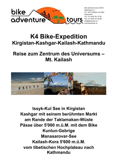 K4 Bike-Expedition - Bike Adventure Tours