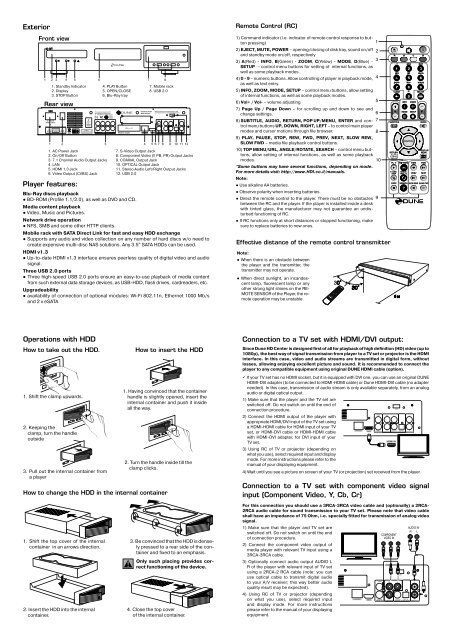 Connection to a TV set with component - Dune HD
