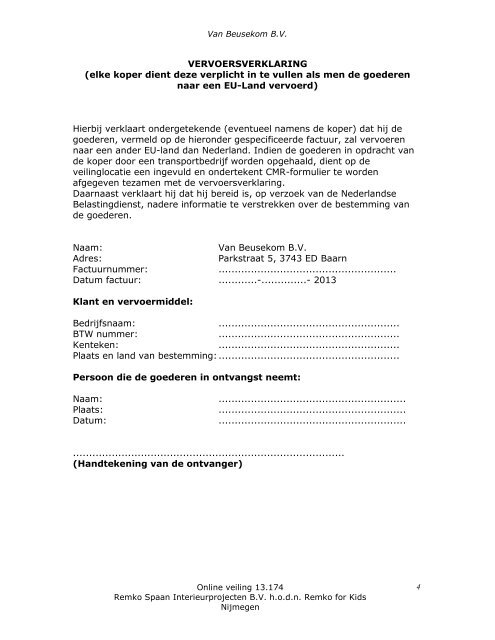 ONLINE FAILLISSEMENTSVEILING - Veiling - Van Beusekom