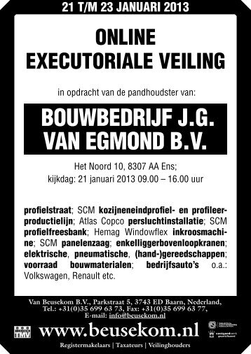 BOUWBEDRIJF J.G. VAN EGMOND B.V. - Veiling - Van Beusekom