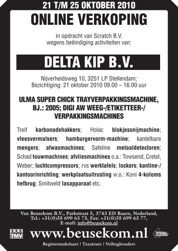 ONLINE VERKOPING DELTA KIP B.V. - Veiling - Van Beusekom