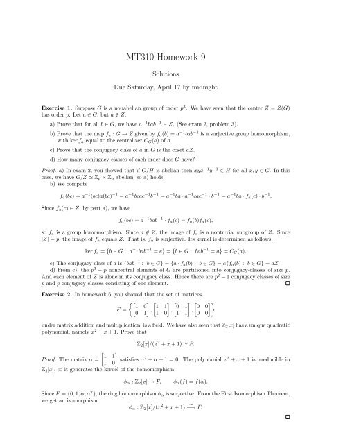 Homework 9 solutions