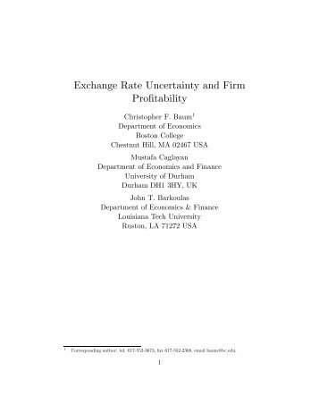 Exchange Rate Uncertainty and Firm Profitability - Boston College