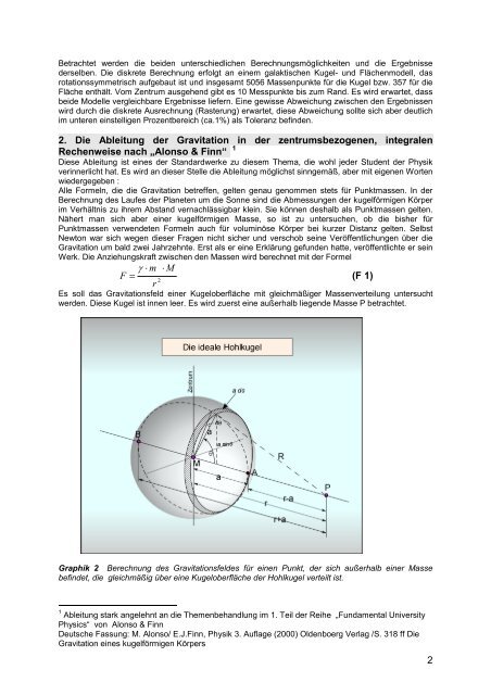 Die Gravitation in einem kugelförmigen Körper und ... - Dunkle-Materie