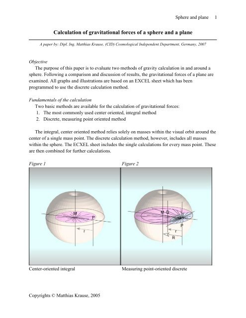 Calculation of gravitational forces of a sphere and ... - Dunkle-Materie