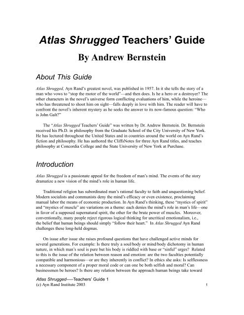 Atlas Shrugged Teachers' Guide