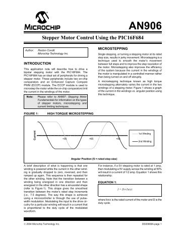 Stepper Motor Control Using the PIC16F684 - Microchip