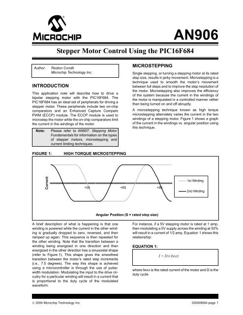 Stepper Motor Control Using the PIC16F684 - Microchip