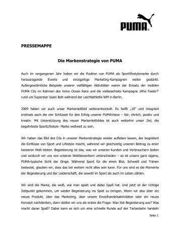 PRESSEMAPPE Die Markenstrategie von PUMA - About PUMA