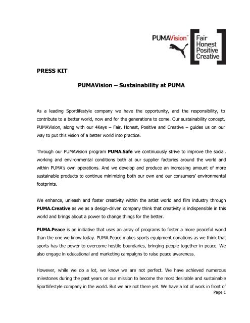 PUMAVision PDF download - About PUMA