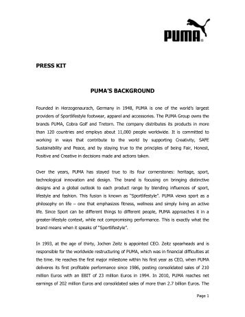 PUMA's Background PDF download - About PUMA