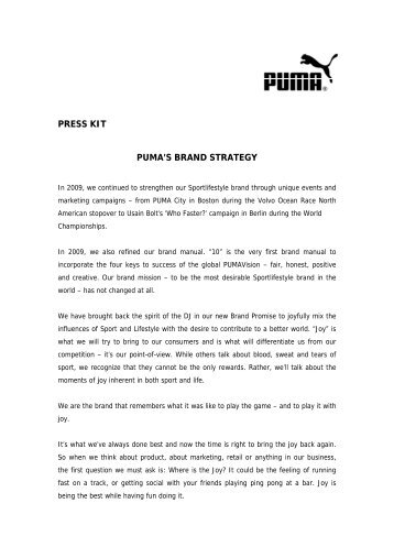 PRESS KIT PUMA'S BRAND STRATEGY - About PUMA