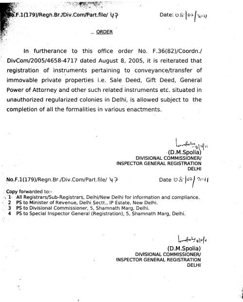 Registration of instruments pertaining to conveyance or ... - Delhi