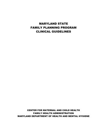 maryland state family planning program clinical guidelines