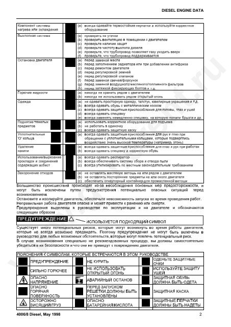 DIESEL ENGINE DATA 4006/8 Diesel, May 1998 - GENERENT