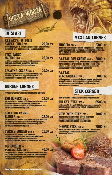 TO START BURGER CORNER MEXICAN CORNER STEK CORNER