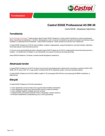 Castrol Edge Professional A5 0W-30 termékleírás - Castrol Mintabolt