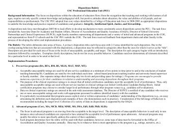 Dispositions Rubric - College of Education