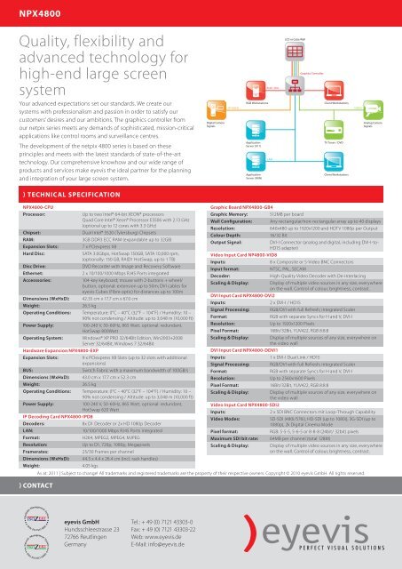 HIGH-END CONTROLLER NPX-SERIES - Eyevis GmbH