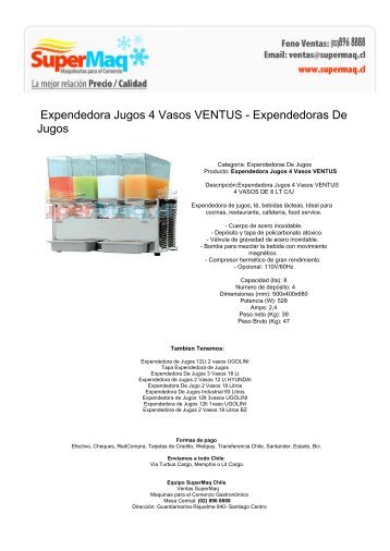 Expendedoras De Jugos - Cafeteras Chile