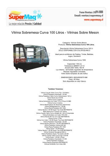 Vitrina Sobremesa Curva 100 Litros - Vitrinas ... - Cafeteras Chile