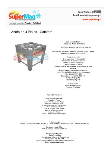 Anafe de 4 Platos - Cafetera - Cafeteras Chile